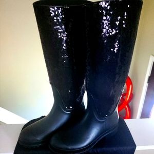 Saint Laurent Black Sequined Rain Boots